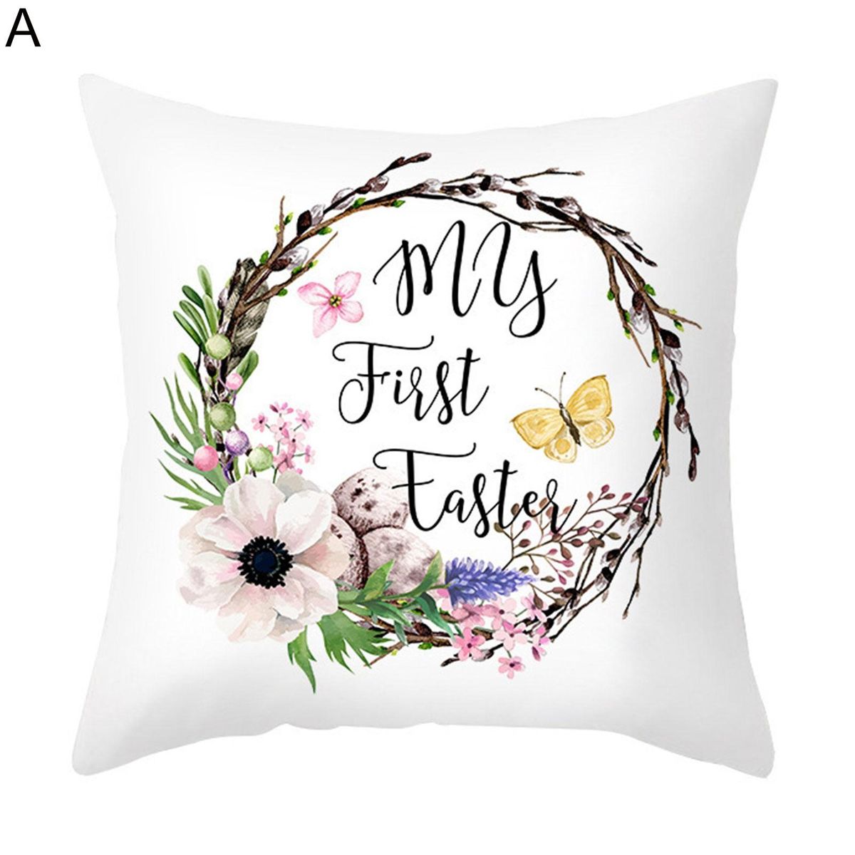 Pillowslip Easter Bunny Flowers Pillow Cover