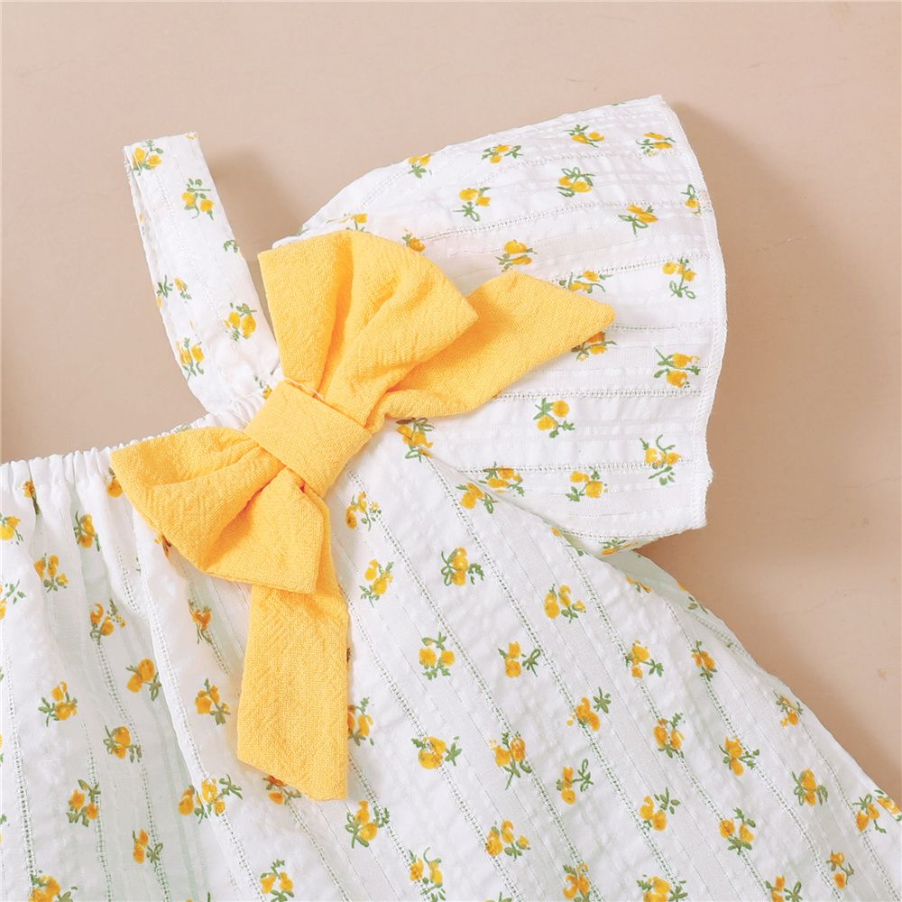 Kid Girl Floral Off Shoulder Short Sleeve Tops+Solid Shorts