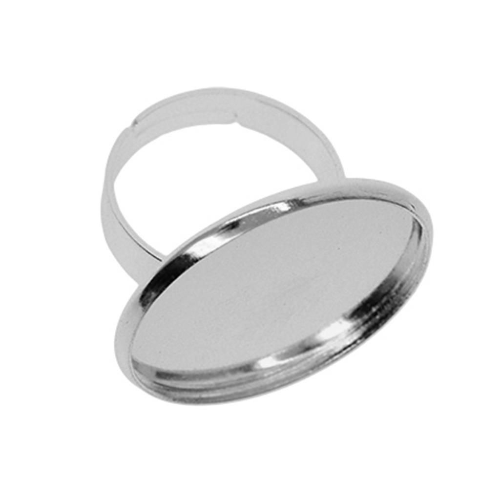 10PCS BRASS ADJUSTABLE RING BLANKS SETTING TRAYS 25 MM White Golden