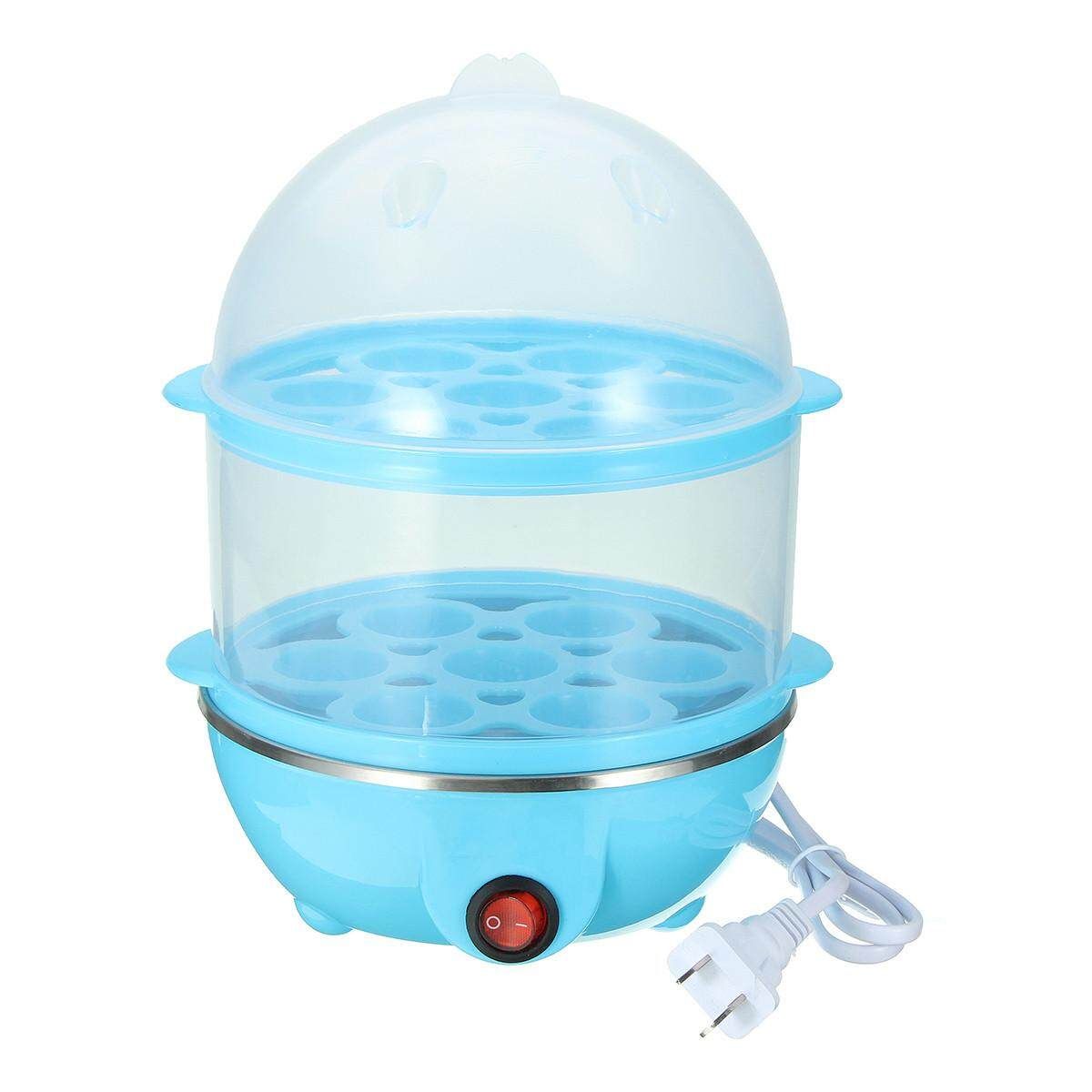 Multi-function Electric Two Layers 14 Eggs Boiler Cooker Steamer Kitchen Tools Blue Blue
