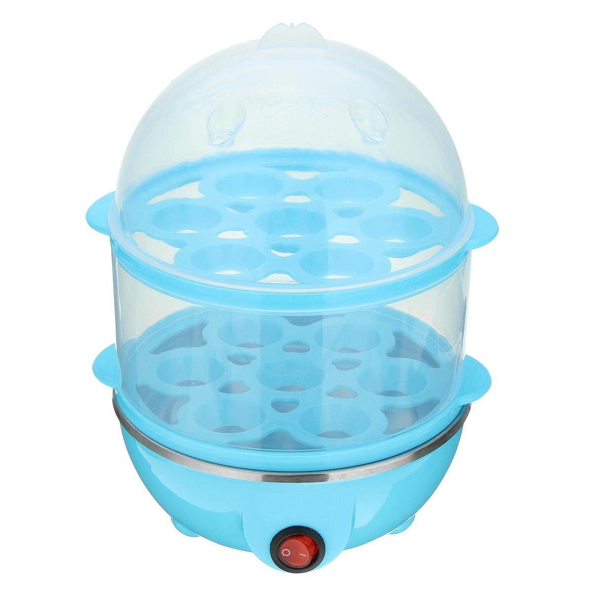 Multi-function Electric Two Layers 14 Eggs Boiler Cooker Steamer Kitchen Tools Blue Blue