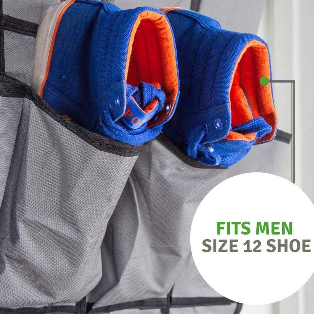 Door Shoe Organizer 24 Large Pocket Shoe Rack Over The Door Complete With 4 Strong Metal Over Door Hooks Home Storage Shoe Space Saver Shoe Storage 50x160cm Apricot