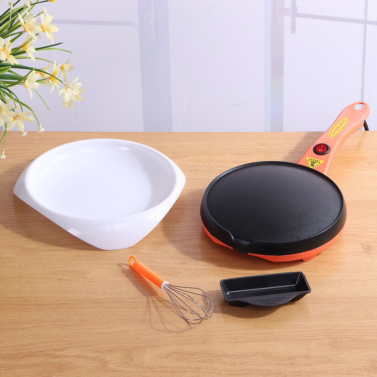 18cm 220V Electric Crepe Maker Non Stick Baking Pancake Fry Griddle Machine Kitchen Small Kitchen Appliances Set 2