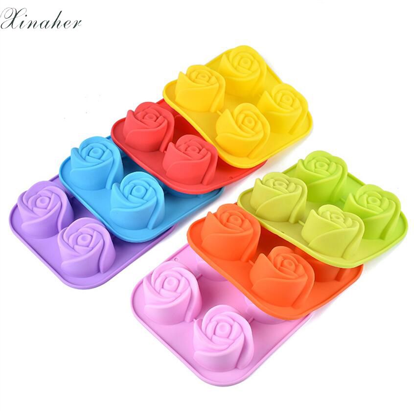 Rose Flowers 3D Silicone Cookie Fondant Cake Mold Cupcake Soap Biscuit Chocolate Mould DIY Cake Decoration Tool Bakeware