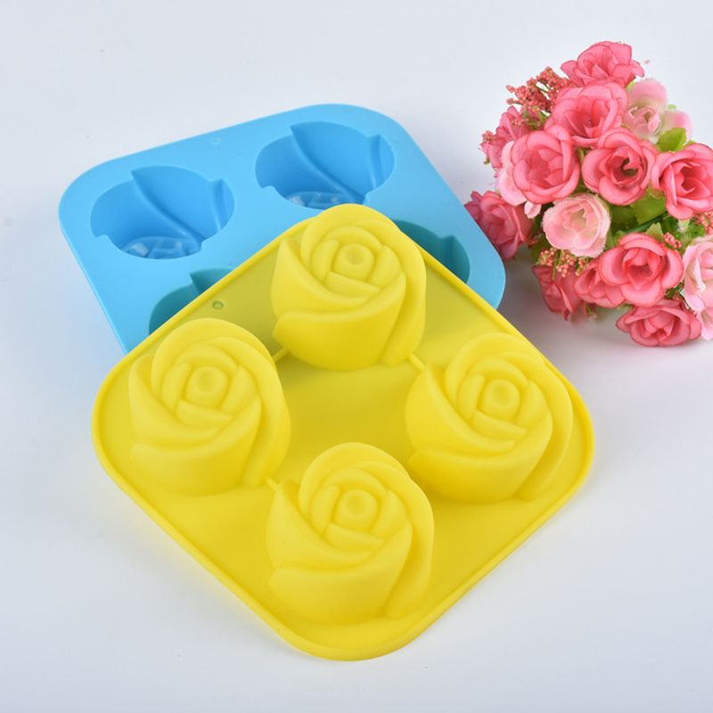 Rose Flowers 3D Silicone Cookie Fondant Cake Mold Cupcake Soap Biscuit Chocolate Mould DIY Cake Decoration Tool Bakeware