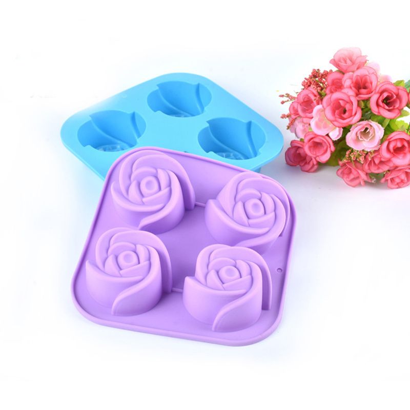 Rose Flowers 3D Silicone Cookie Fondant Cake Mold Cupcake Soap Biscuit Chocolate Mould DIY Cake Decoration Tool Bakeware