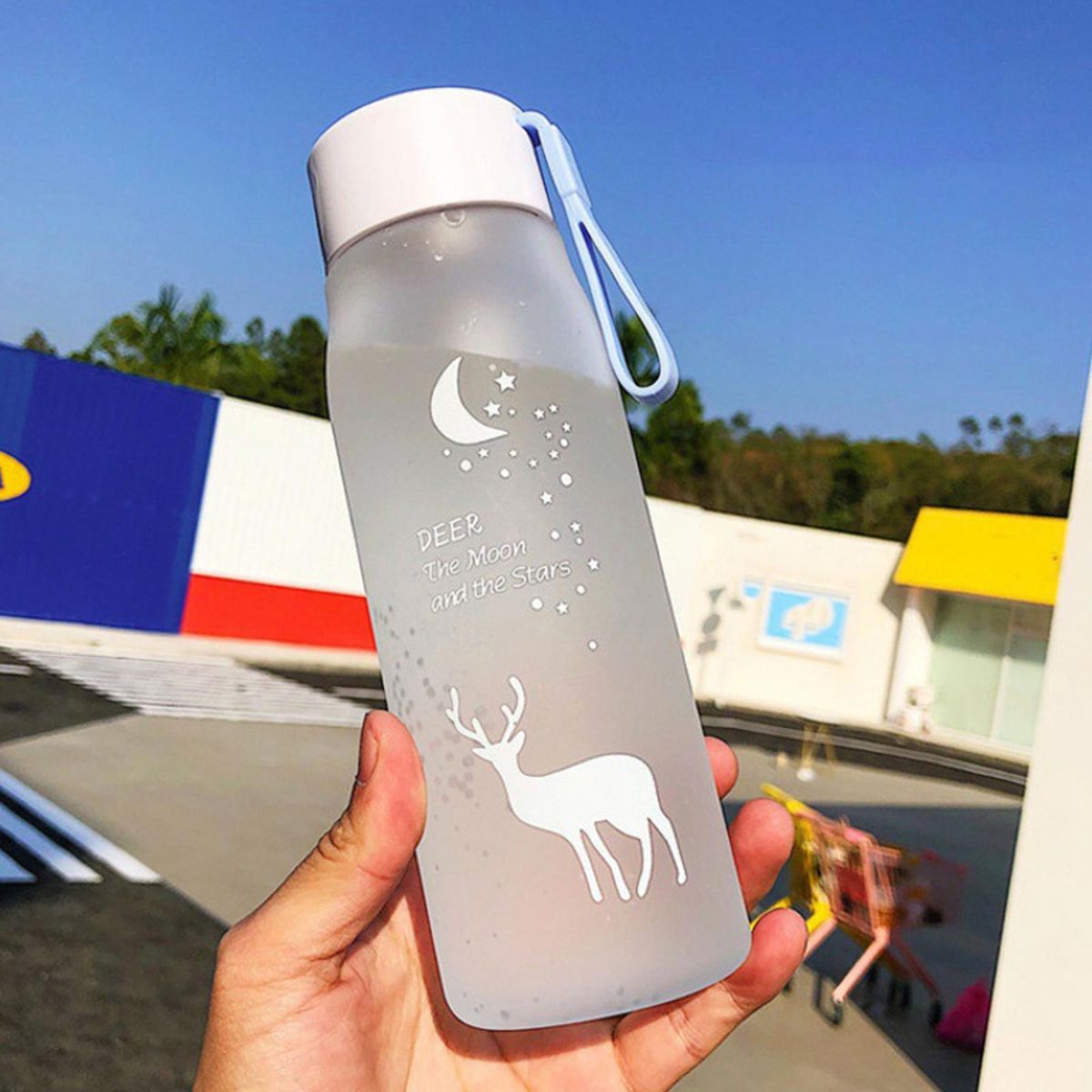 Motivational Straw Water Bottle Jug Cup BPA Free Blue