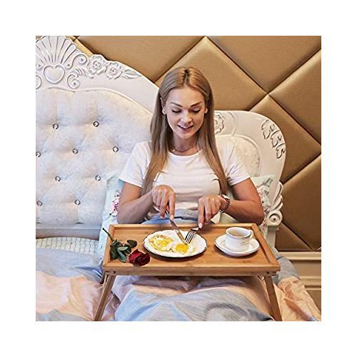 Bamboo Bed Tray With Foldable Legs For Breakfast In Bed Or Eating Tray