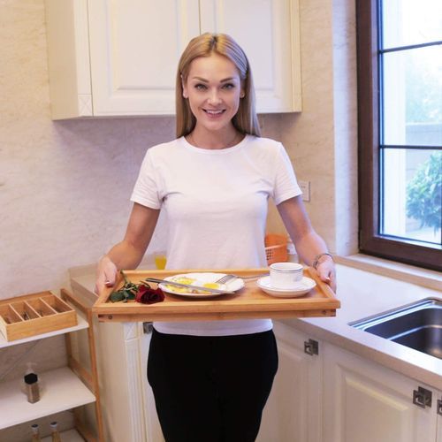 Bamboo Bed Tray With Foldable Legs For Breakfast In Bed Or Eating Tray