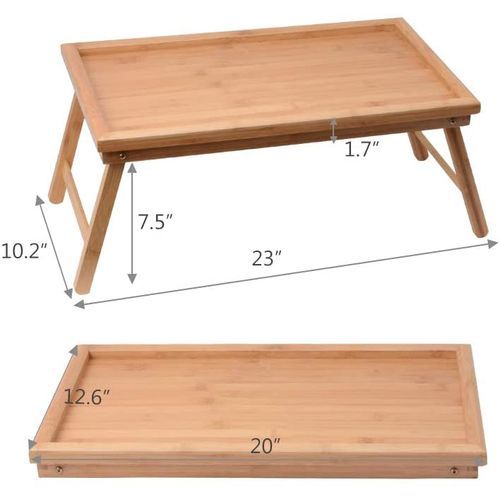 Bamboo Bed Tray With Foldable Legs For Breakfast In Bed Or Eating Tray