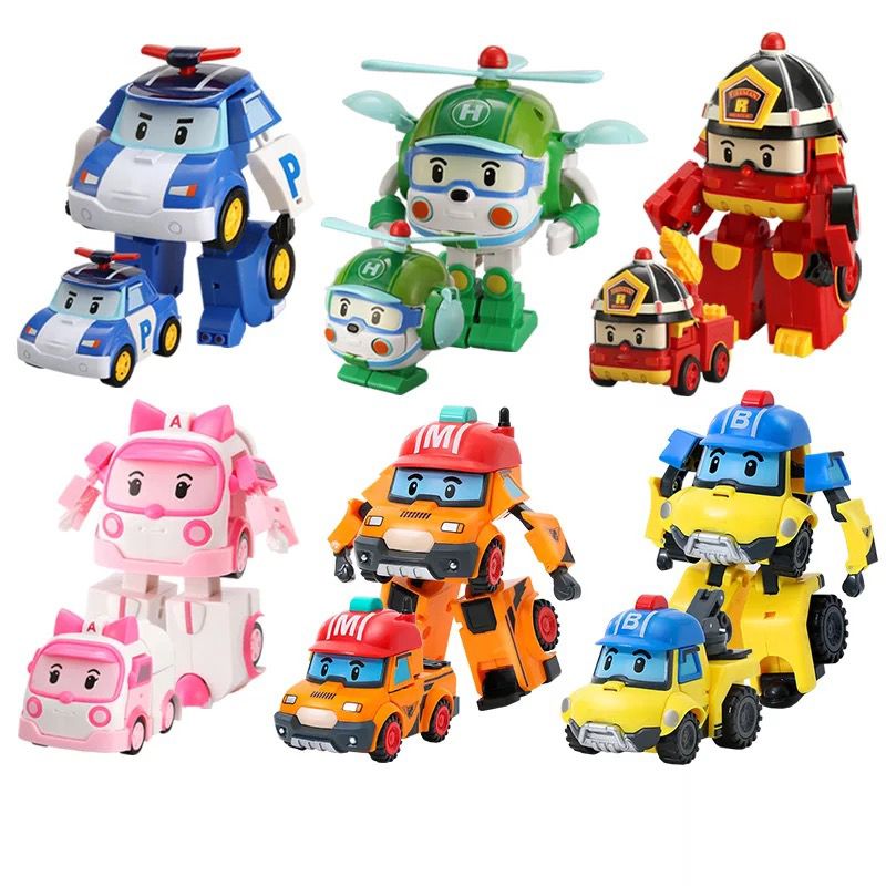 6 Styles Korean Kid Toys Robocar Poli Transformation Robot