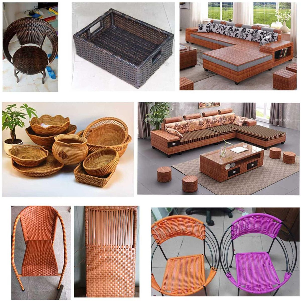 8mm Flat Rattan Woven Fabric, Synthetic Rattan Repair Woven