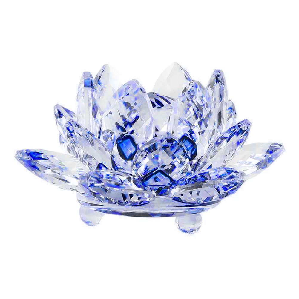 Artificial Quartz Crystal Lotus Flower Figurine Wedding-Blue