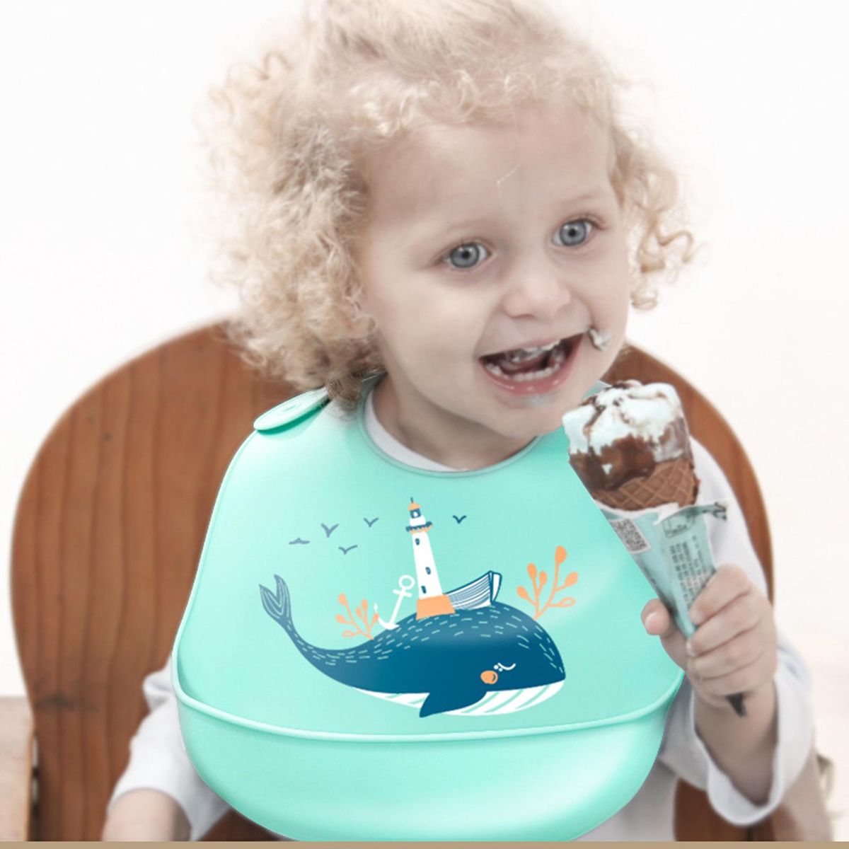Silicone Baby Bibs Waterproof Toddlers  Green