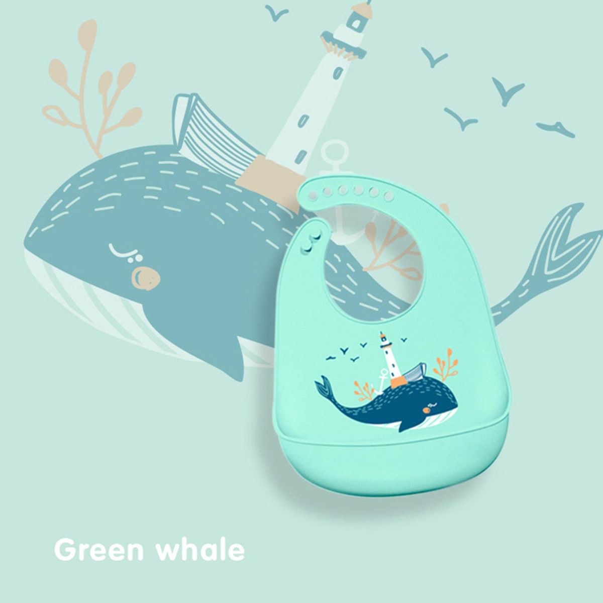 Silicone Baby Bibs Waterproof Toddlers  Green