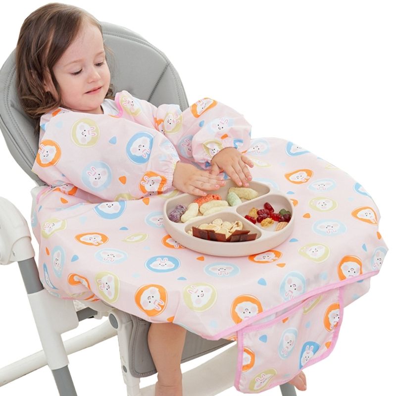 Baby Long Sleeved Bib Toddler Dining Chair Bib Infant 6-36M