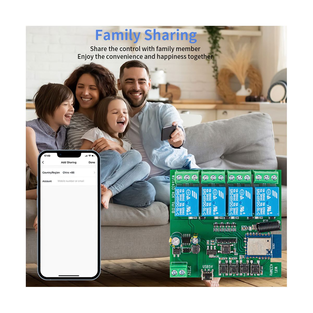 4CH Tuya WiFi Smart Switch DIY Timer 85-265V 5V 2.4G WiFi