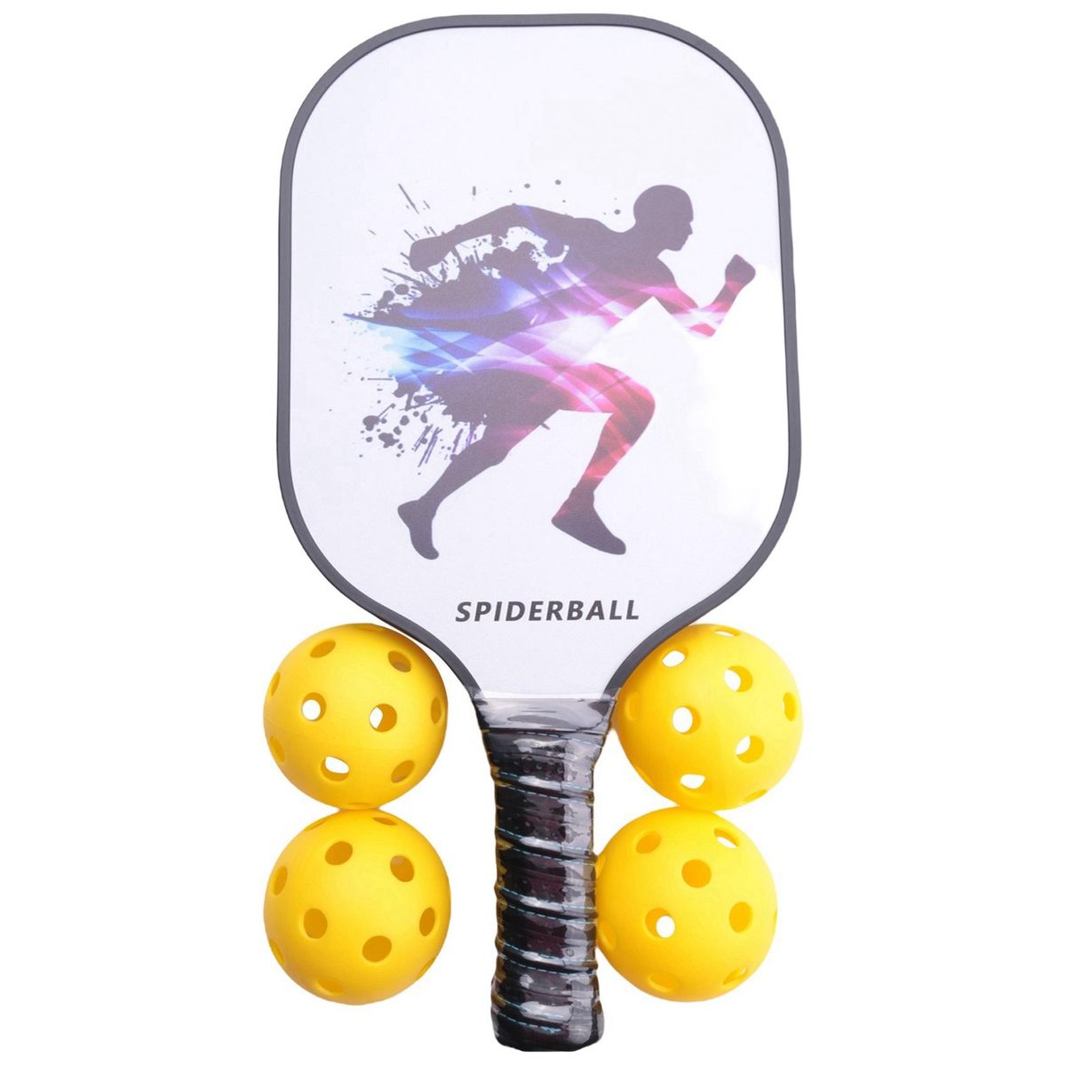 SPIDERBALL 6PCS Pickleball Paddle 2 Premium Graphite Craft Rackets Honeycomb Core 4 Balls Ultra Cushion Grip Racquet