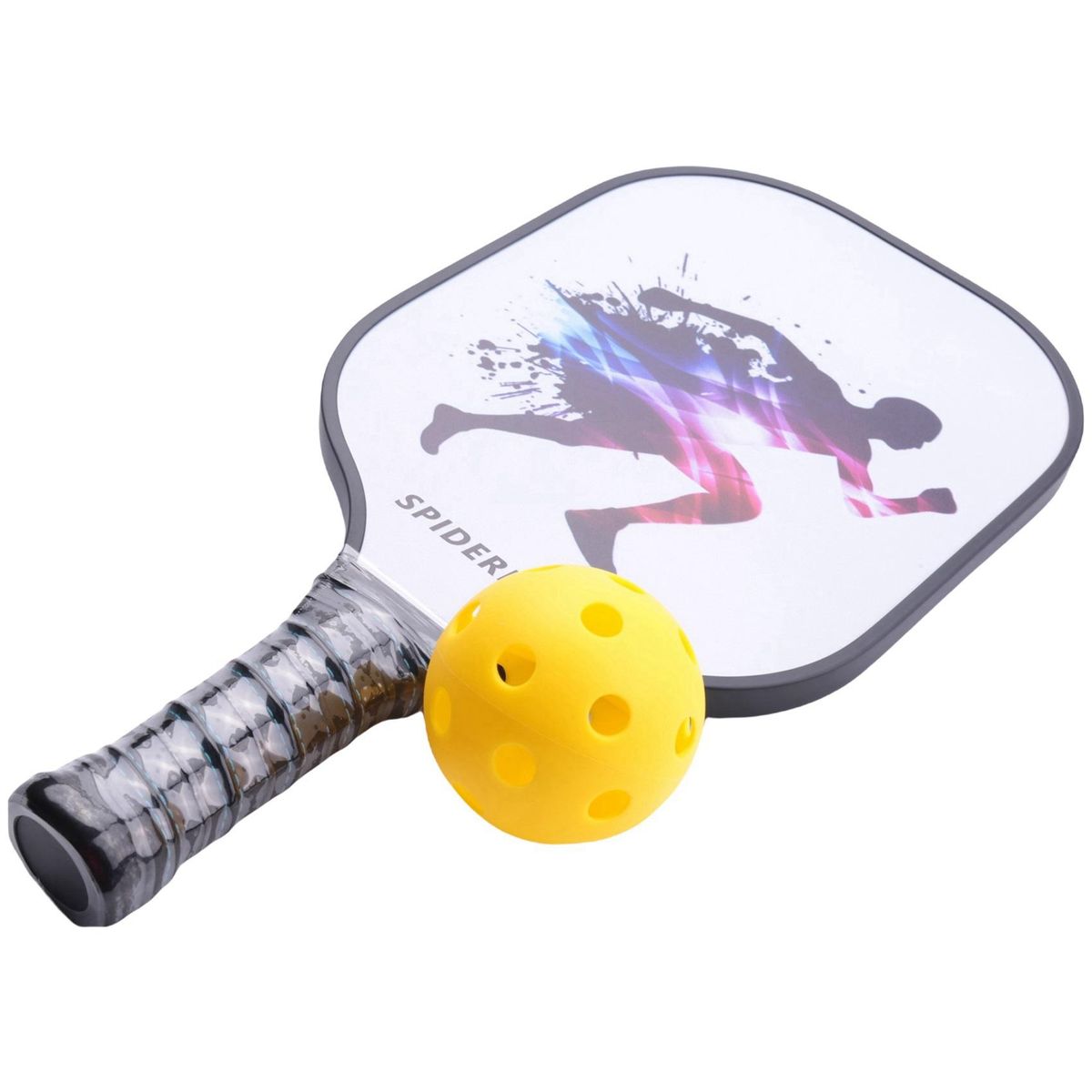 SPIDERBALL 6PCS Pickleball Paddle 2 Premium Graphite Craft Rackets Honeycomb Core 4 Balls Ultra Cushion Grip Racquet