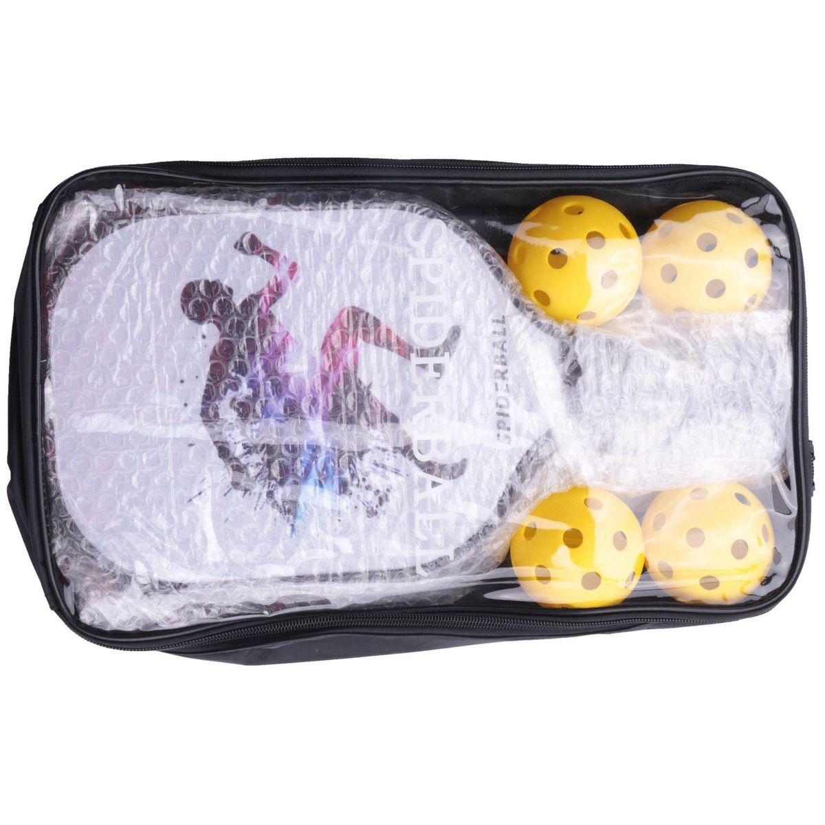SPIDERBALL 6PCS Pickleball Paddle 2 Premium Graphite Craft Rackets Honeycomb Core 4 Balls Ultra Cushion Grip Racquet
