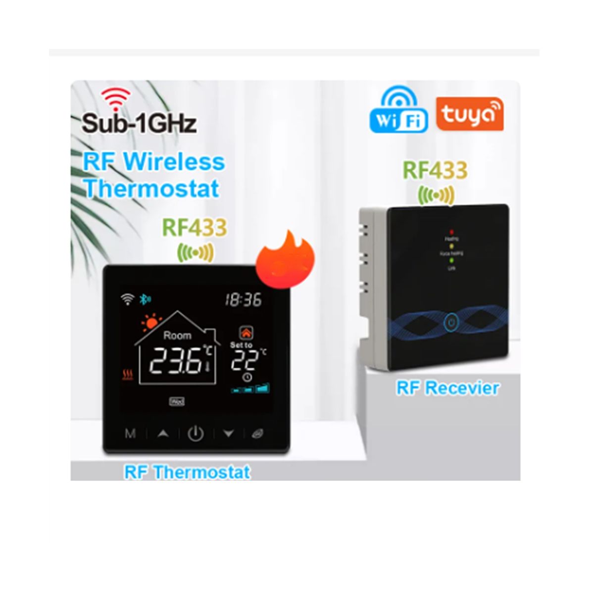 Tuya Wifi Thermostat 433Mhz Gas Boiler Water Heating