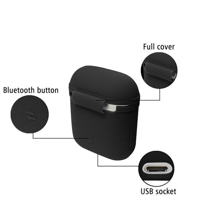 Earbuds Case, Earbuds Strap, Earbuds Silicone Protective Cover With Earphone Sports Anti-lost Strap, Colorful Full Body Soft Skin For Earbuds Charging Case (Black) CHSMALL