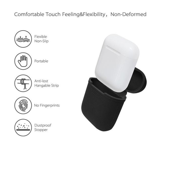 Earbuds Case, Earbuds Strap, Earbuds Silicone Protective Cover With Earphone Sports Anti-lost Strap, Colorful Full Body Soft Skin For Earbuds Charging Case (Black) CHSMALL