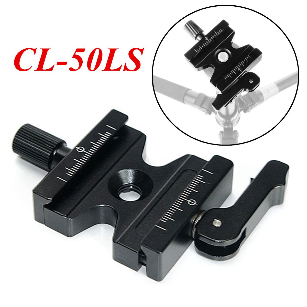 CL-50LS Aluminum Camera Quick Release Clamp 3/8 Inch Screw With Adjustable Lever And Knob Compatible With AS Standard Interface Ball Head Or Tripod Etc