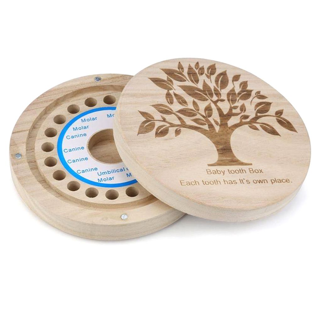 Baby Round Kids Tooth Box Wood Organizer Baby Save Milk