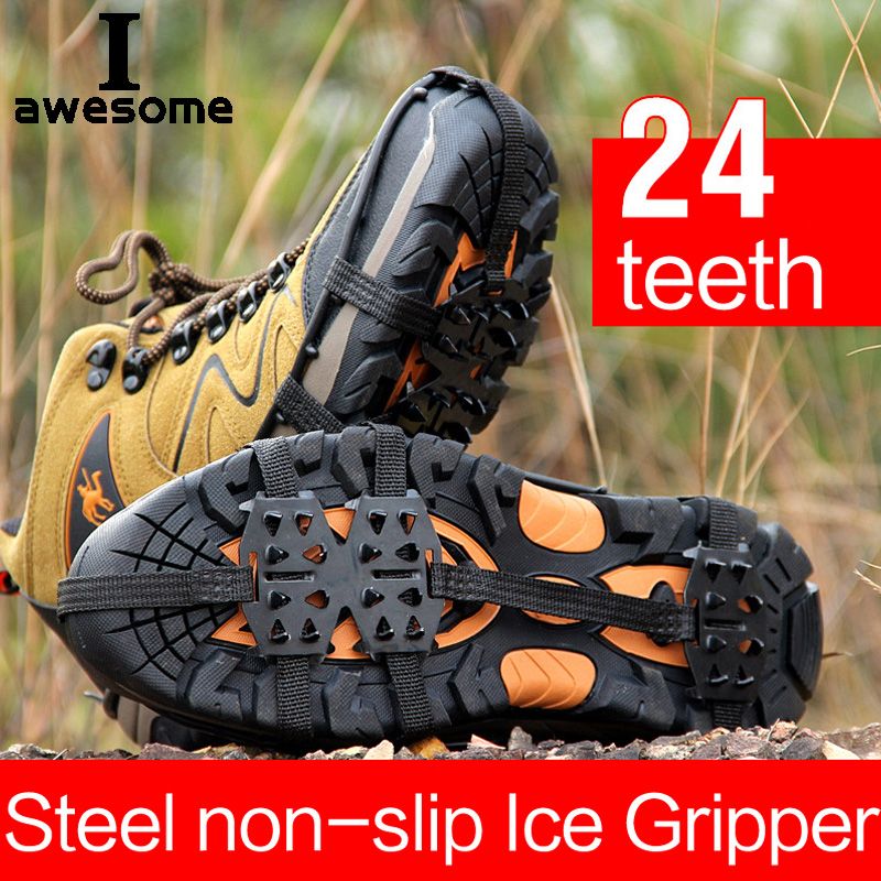 24 Teeth Ice Gripper For Shoes Women Men Crampons Ice Gripper Spike Grips