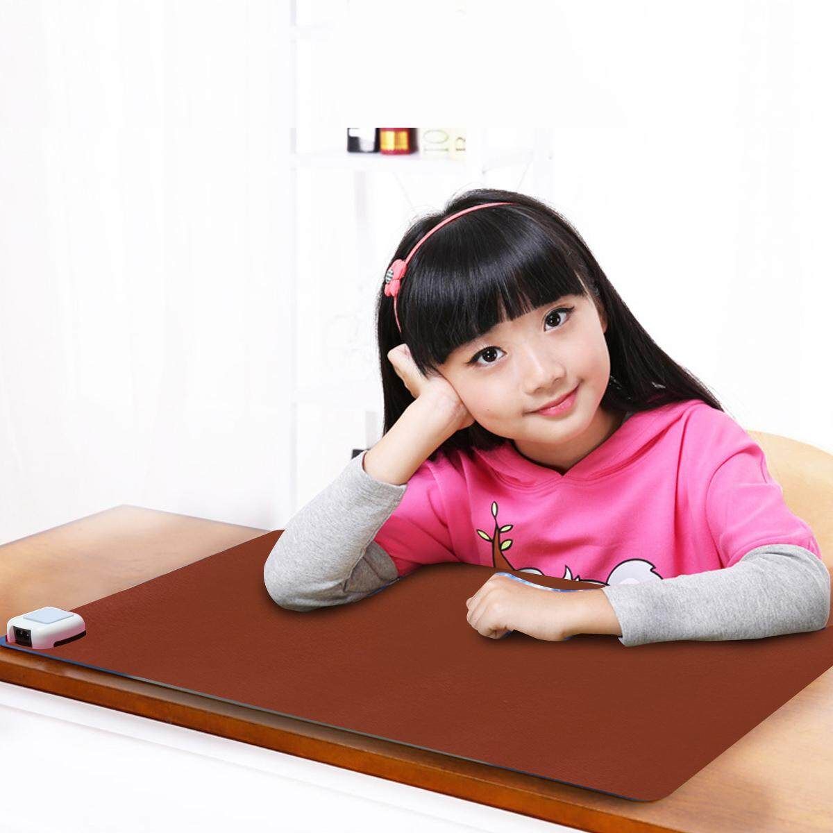 220V Office Home Desk Heated Pad Table Mouse Mat Hand Warmer Waterproof Brown
