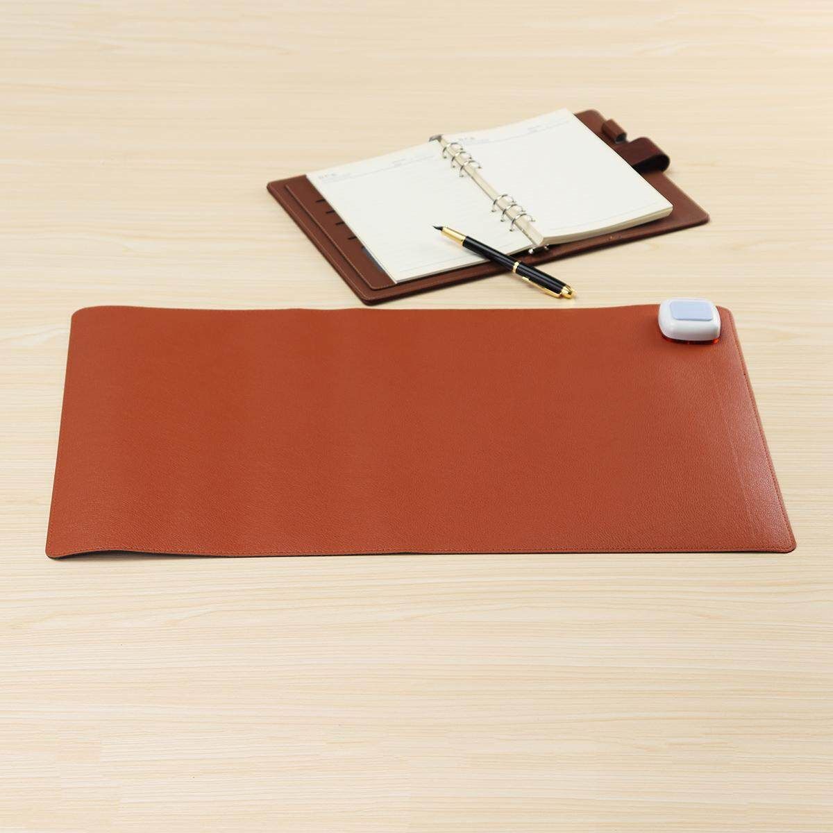 220V Office Home Desk Heated Pad Table Mouse Mat Hand Warmer Waterproof Brown