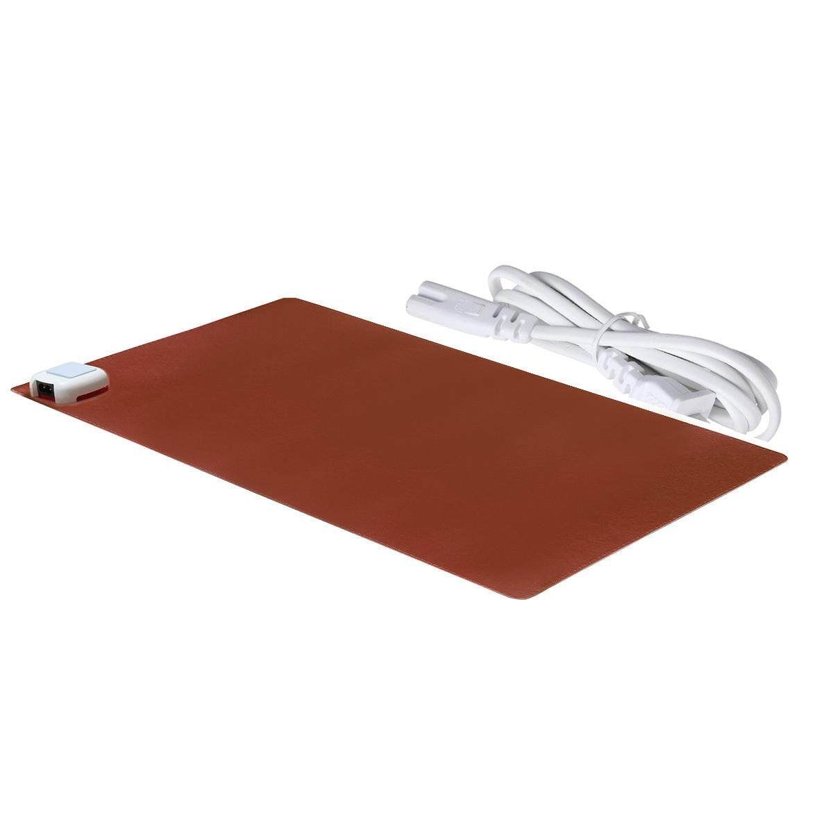 220V Office Home Desk Heated Pad Table Mouse Mat Hand Warmer Waterproof Brown