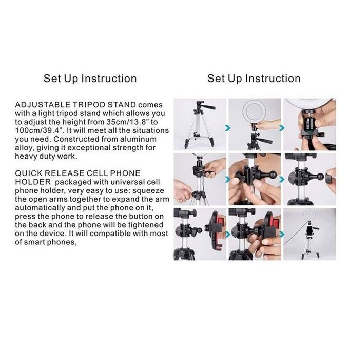 10 Inch LED Ring Light Multi-function Adjustable Tripod