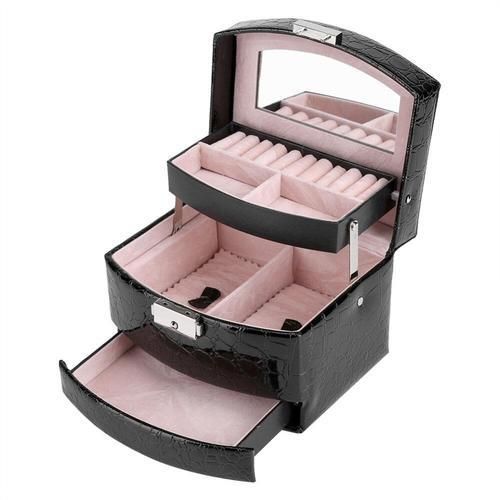 Multilayer Automatic Leather Jewelry Box Three Layer Storage Box For Women Earring Ring Cosmetic Organizer Casket