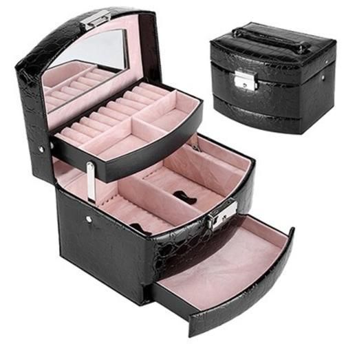 Multilayer Automatic Leather Jewelry Box Three Layer Storage Box For Women Earring Ring Cosmetic Organizer Casket