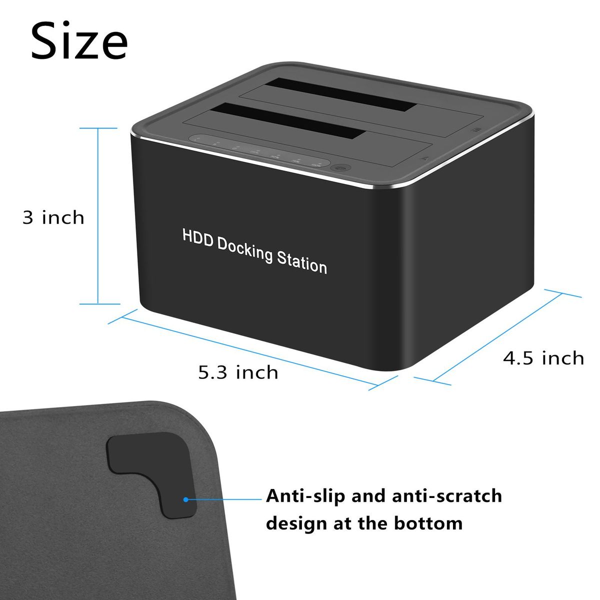 Dual-bay Hard Disk Drive Docking Station For 2.5'' And 3.5'' HDD SSD SATA To USB 3.0 HDD Docking Station