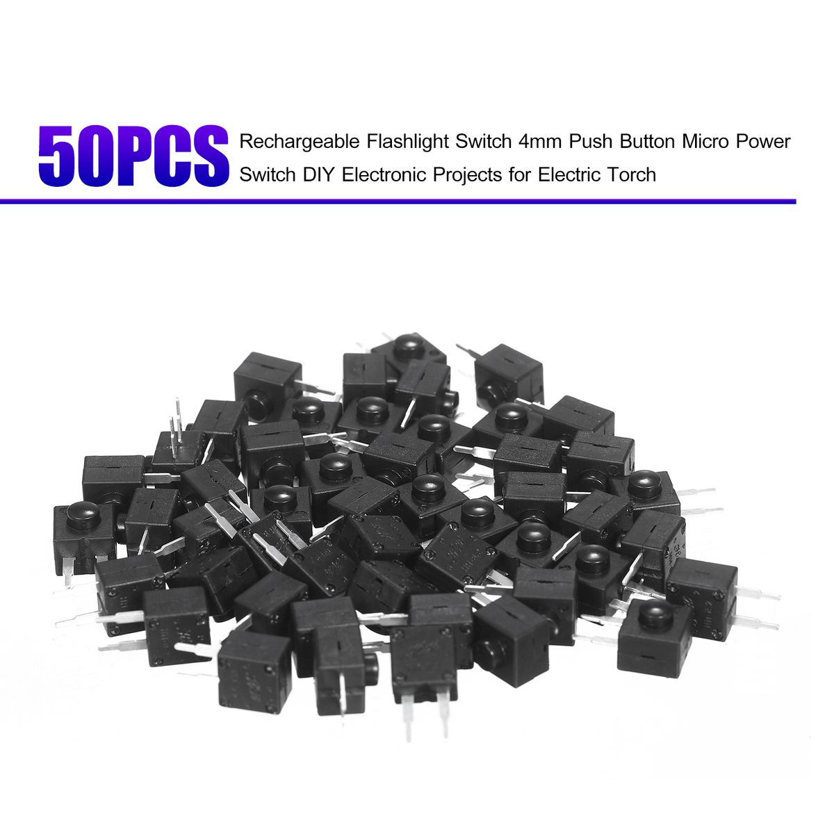 50PCS Rechargeable Flashlight Switch 4mm Push Button Micro