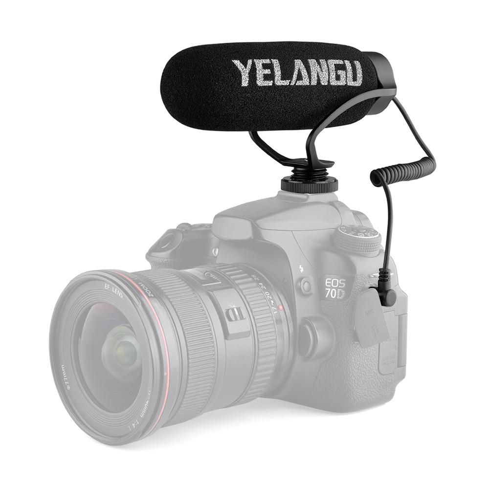 YELANGU MIC08 On-camera Condenser Microphone Noise-reduction Video Mic with Intergrated Shock Mount 3.5mm TRRS Cable Universal for Camera Smartphone Vlog Video Making Interview