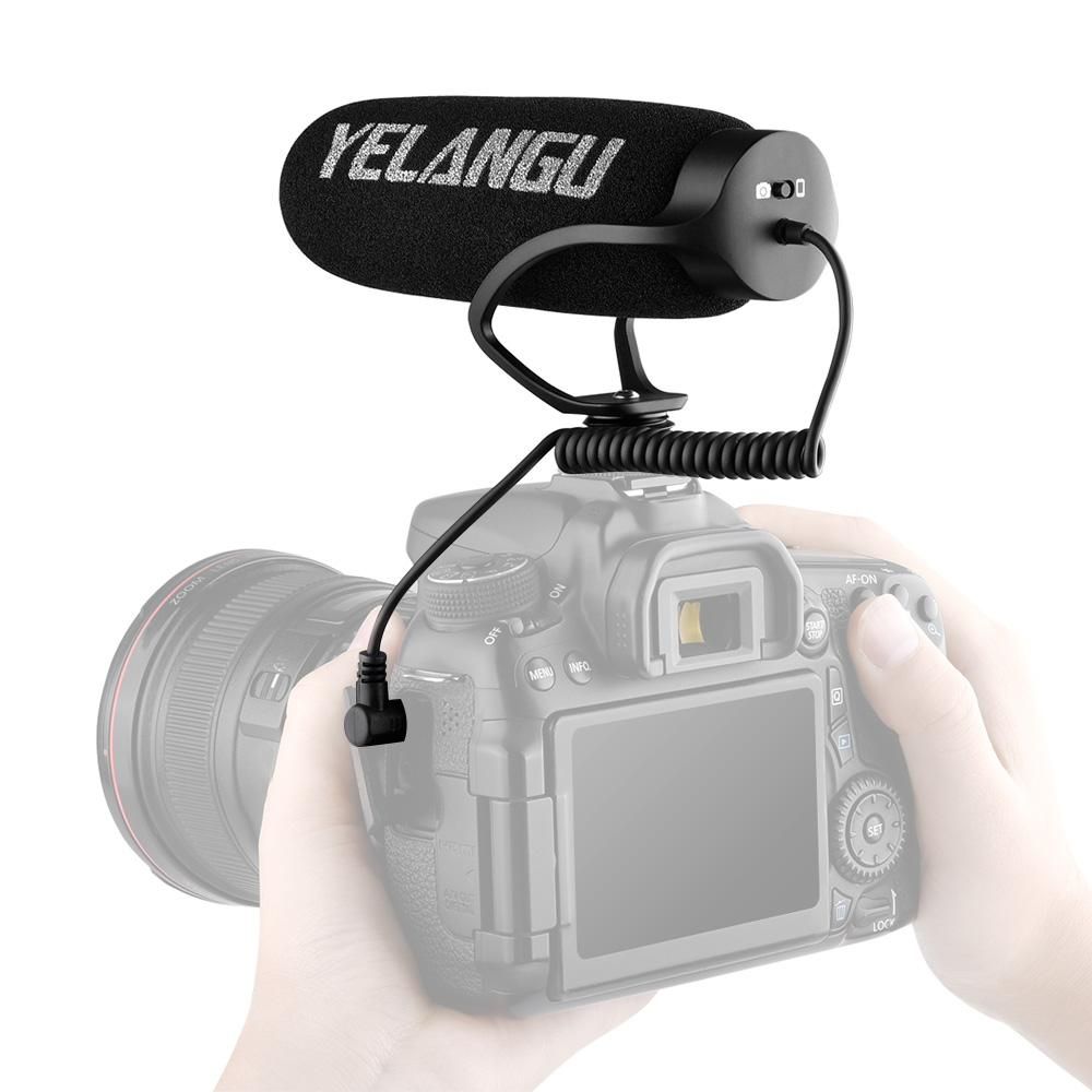 YELANGU MIC08 On-camera Condenser Microphone Noise-reduction Video Mic with Intergrated Shock Mount 3.5mm TRRS Cable Universal for Camera Smartphone Vlog Video Making Interview