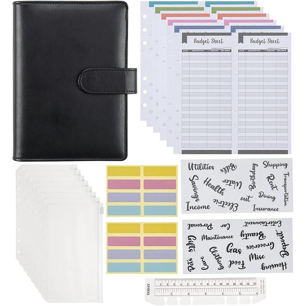 Cash Envelope Budget Binder, Used for Budget Expense Cash Manager Financial Management, With PU Case, Zipper Envelope B