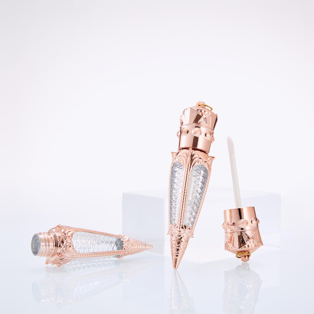 1pc 5ml Rose Gold Crown Plastic Empty Carrot Lip Gloss Tube Cosmetic Wand Lipgloss Packaging Container DIY Lipstick Tube New(#Rose Gold)