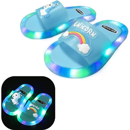 Kids Unicorn Led Flip Flops - Blue