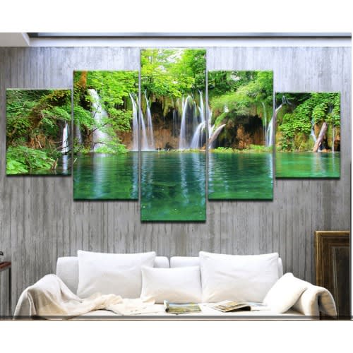 5pcs Frameless Canvas Painting Wall Decor Art - Waterfall