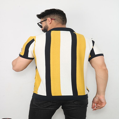 Vertical Stripes Polo - Yellow And White