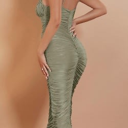 Ribbed Ruched Bodycon Dress