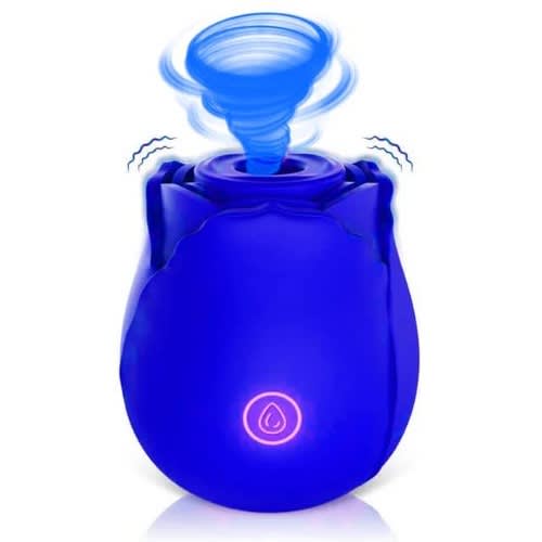 Rose Clit Sucking Rechargeable Vibrator Sex Toy- 10 Speed -Blue
