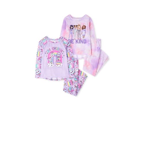 Girl Be Uniquely Kind Panda Llamacorn Snug Fit Cotton Pyjamas Sleepwear - 2 In 1