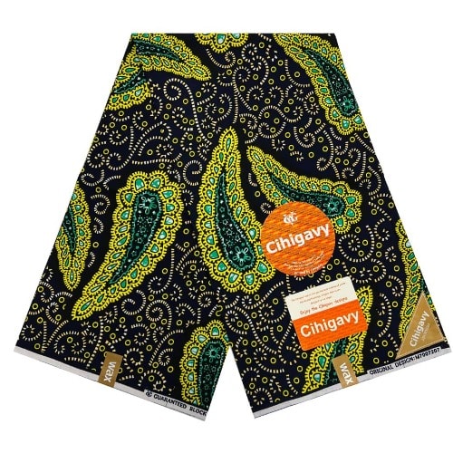 Non-bleeding Guarantee Ankara With Large Green Leaf Shape - 6yards