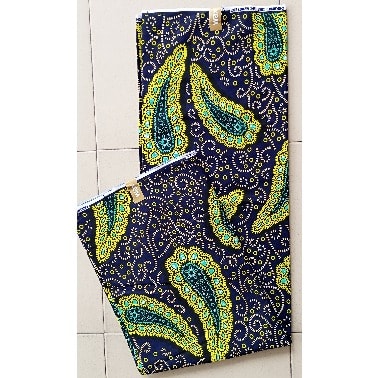 Non-bleeding Guarantee Ankara With Large Green Leaf Shape - 6yards